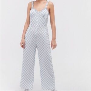 Easy Ruffle Gingham Jumpsuit Urban Outfitters